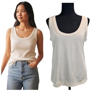 Madison Studio Wool Blend Tank L Minimalist Neutral Knit Capsule Top Lightweight